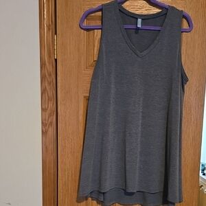 Women's Gray V-Neck Sleeveless Swing Tank Top